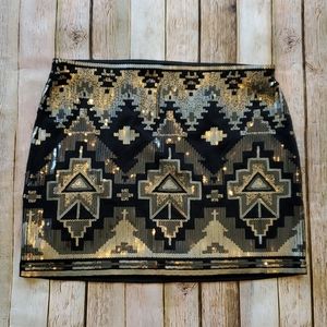 Silver/Pewter Sequined Mini Skirt (Small/Petite)